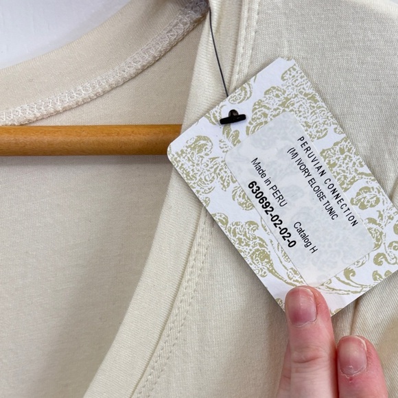 Peruvian Connection Cream Asymmetrical Tiered Tunic - Picture 4 of 5